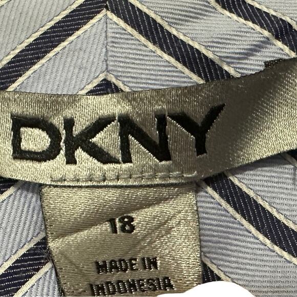 DKNY Kids 18 Blue and Black Striped Collared Long Sleeve Dress Shirt - Picture 7 of 11